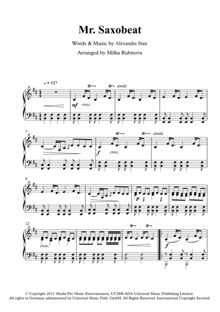 Free Sheet Music Mr Saxobeat