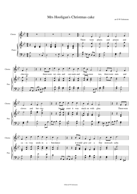 Mrs Hooligans Christmas Cake B Flat Major Version Sheet Music