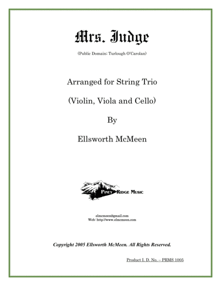 Mrs Judge For Classical String Trio Violin Viola And Cello Sheet Music