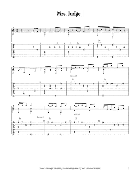 Free Sheet Music Mrs Judge For Fingerstyle Guitar Tuned Cgdgad