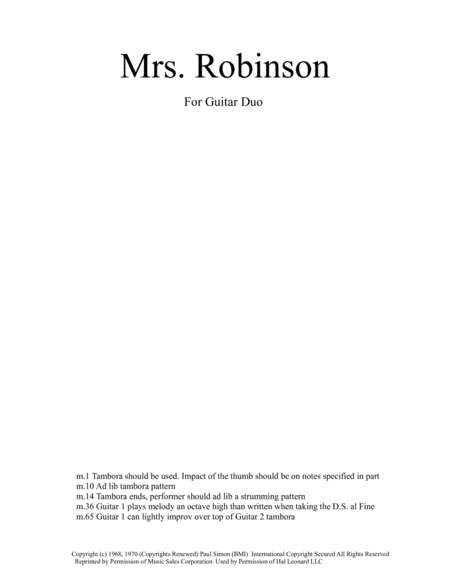 Free Sheet Music Mrs Robinson