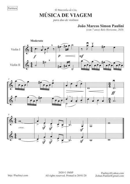 Free Sheet Music Msica De Viagem Travel Piece For 2 Violins