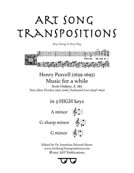 Free Sheet Music Music For A While In 3 High Keys A G Sharp G Minor