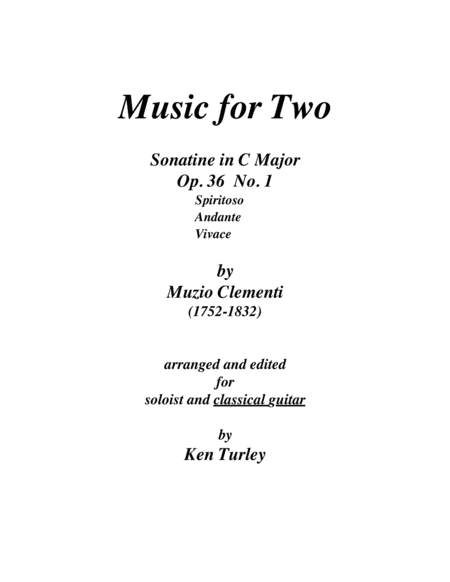 Music For Two Clementi Sonatine In G Major Sheet Music