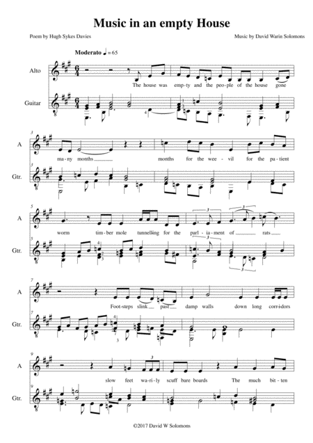 Music In An Empty House Alto Voice And Guitar Sheet Music