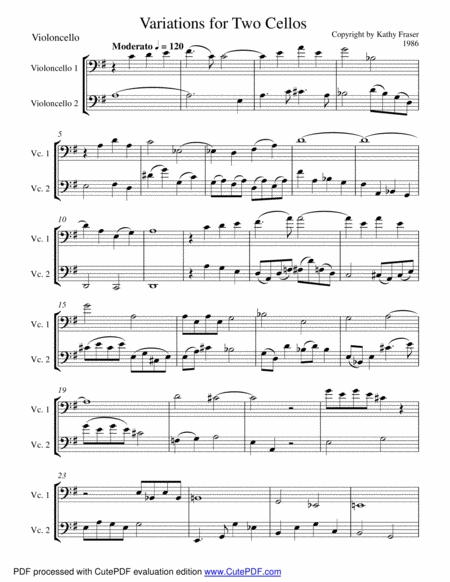 Free Sheet Music Music In Variations For Two Cellos