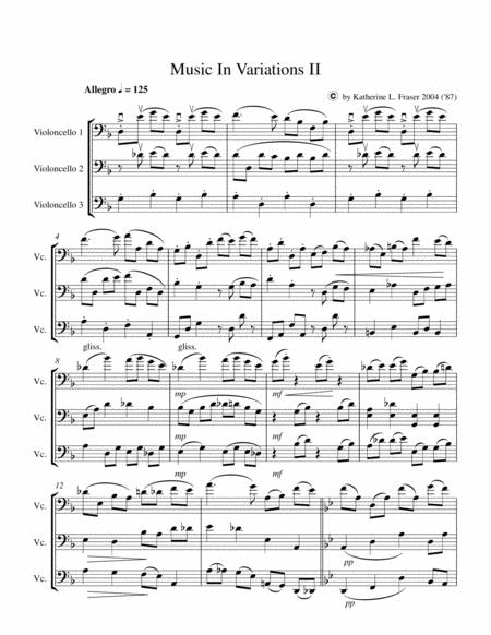 Free Sheet Music Music In Variations Ii For Three Cellos