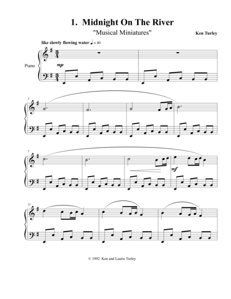 Musical Miniatures 1 Midnight On The River Sheet Music