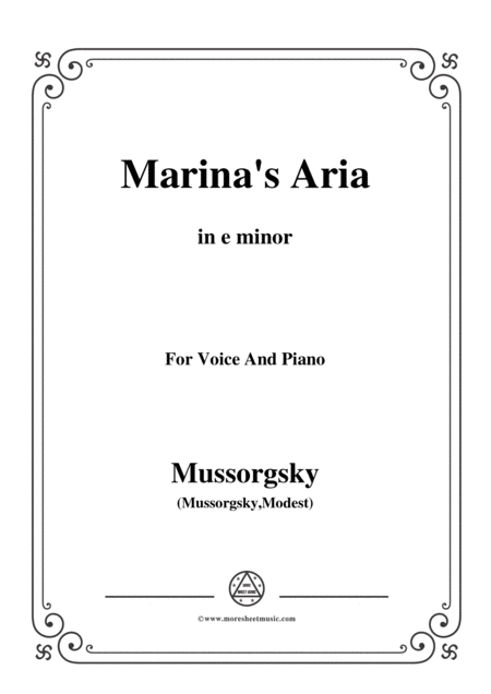 Free Sheet Music Mussorgsky Marinas Aria From Boris Godunov In E Minor For Voice And Piano