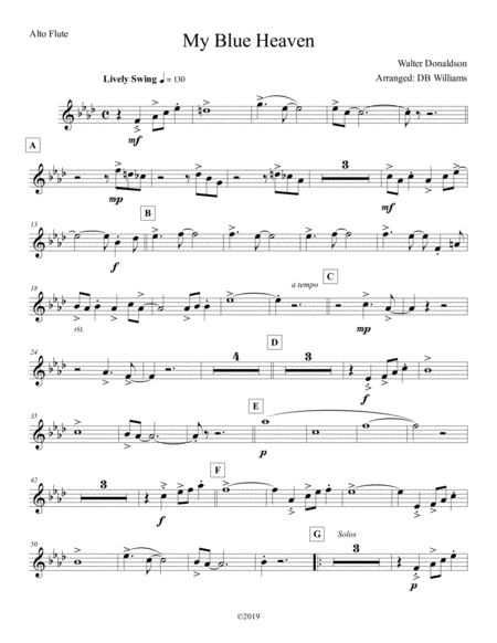 Free Sheet Music My Blue Heaven Alto Flute