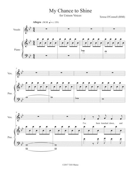 My Chance To Shine For Unison Voices Reproducible Sheet Music