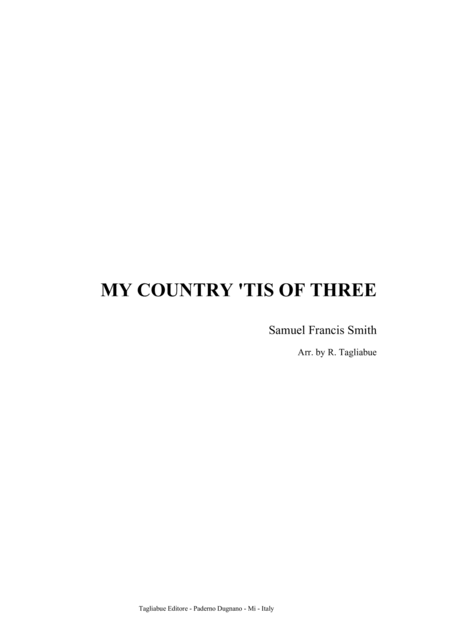 Free Sheet Music My Country Tis Of Three Arr For Satb Choir And Piano