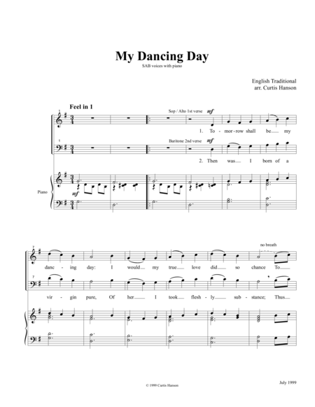 My Dancing Day Sab Sheet Music