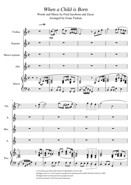 My Dear And Only Love Sheet Music