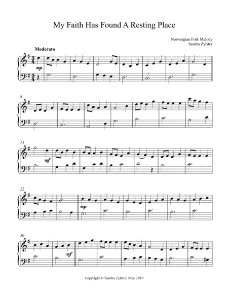 My Faith Has Found A Resting Place Early Intermediate Piano Solo Sheet Music