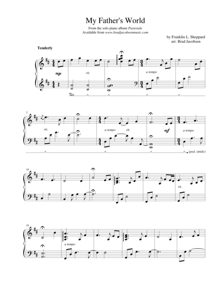 Free Sheet Music My Fathers World By Brad Jacobsen