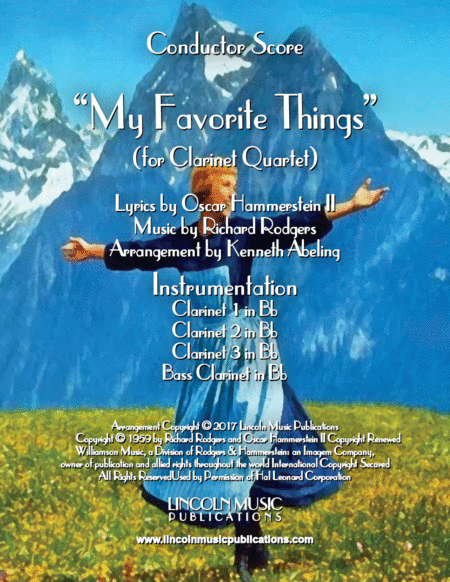 Free Sheet Music My Favorite Things For Clarinet Quartet