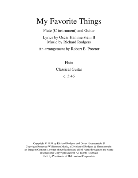 My Favorite Things For Flute And Guitar Sheet Music