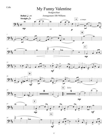 Free Sheet Music My Funny Valentine Cello