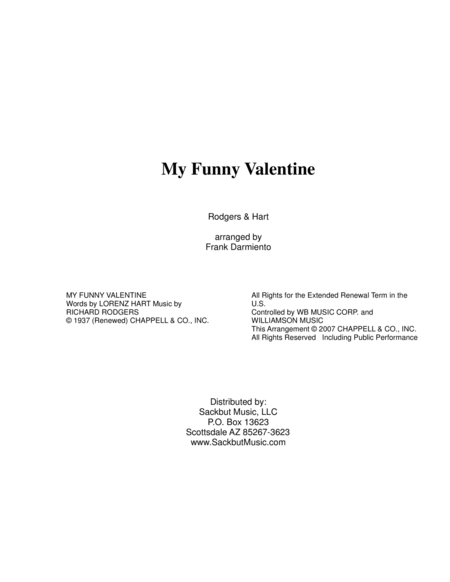 My Funny Valentine Low Brass Quartet Sheet Music