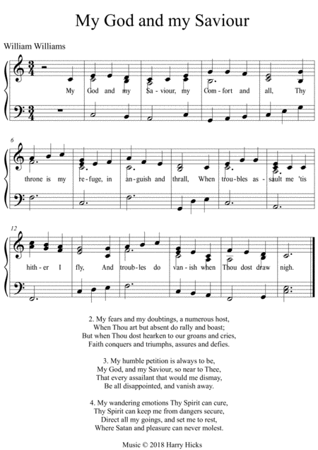 Free Sheet Music My God And My Saviour A New Tune To This Wonderful William Williams Hymn