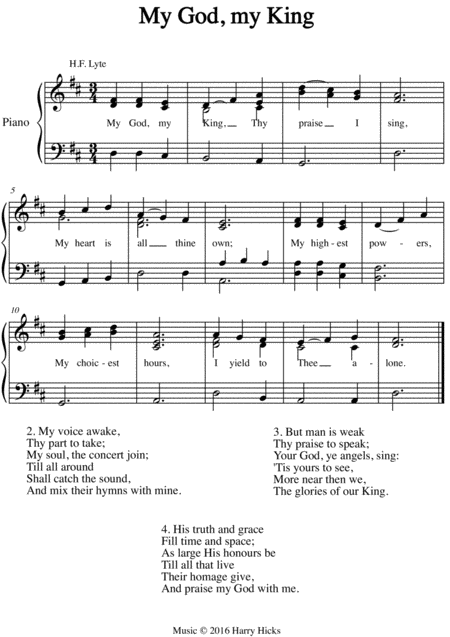 Free Sheet Music My God My King A New Tune To A Wonderful Old Hymn