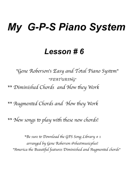 My Gps Piano System Lesson 6 Sheet Music