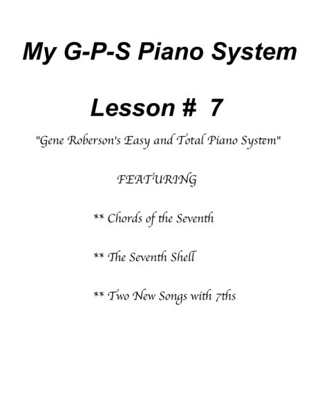 My Gps Piano System Lesson 7 Sheet Music