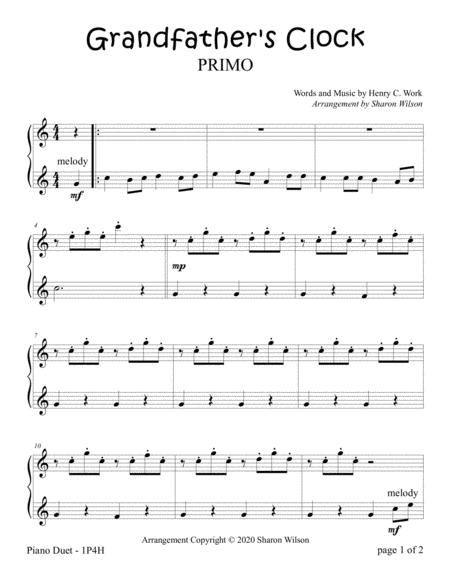 Free Sheet Music My Grandfather Clock 1 Piano 4 Hands Duet