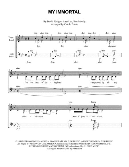 Free Sheet Music My Immortal Quartet