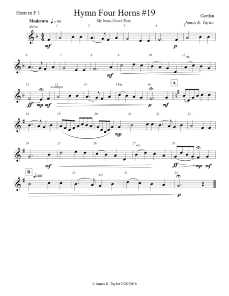 My Jesus I Love Thee Horn Quartet 19 Sheet Music