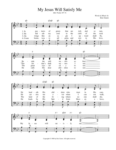 My Jesus Will Satisfy Me Sheet Music