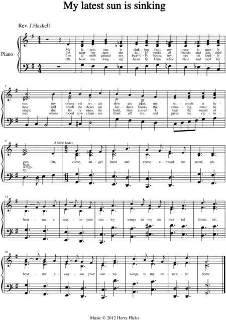 My Latest Sun Is Sinking A New Tune To A Wonderful Old Hymn Sheet Music