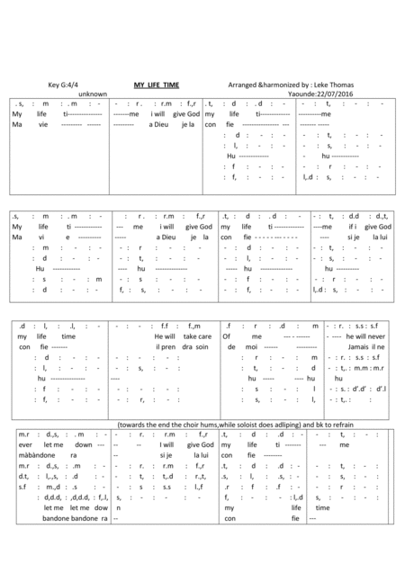 My Life Time Sheet Music