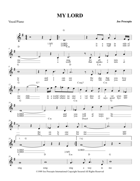 Free Sheet Music My Lord