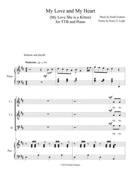 My Love And My Heart Ttb And Piano Sheet Music