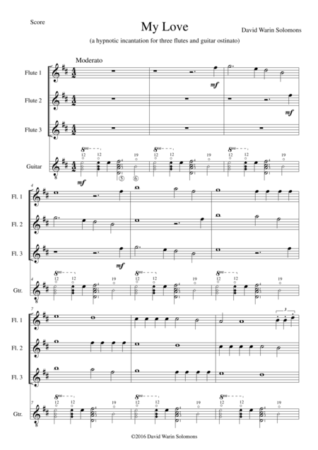 Free Sheet Music My Love For Flute Trio And Guitar Ostinato