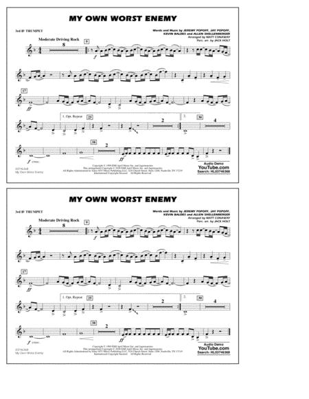 Free Sheet Music My Own Worst Enemy Arr Matt Conaway 3rd Bb Trumpet
