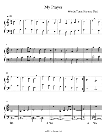 Free Sheet Music My Prayer A Hymn