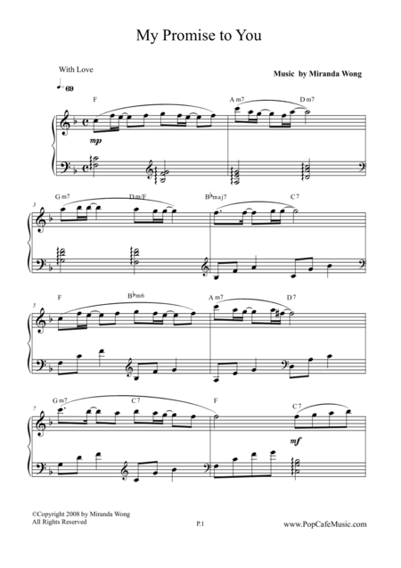 Free Sheet Music My Promise To You Romantic Piano Music