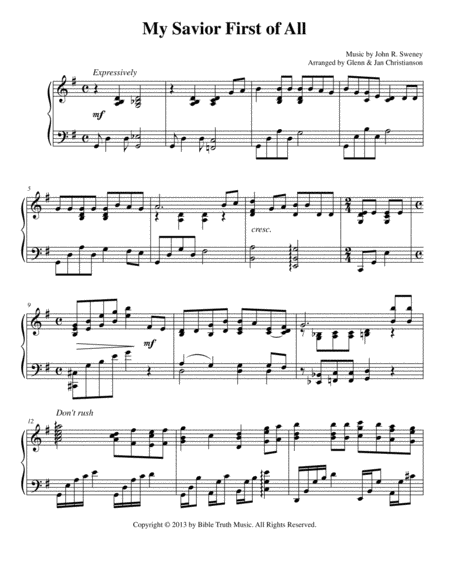 My Savior First Of All Sheet Music