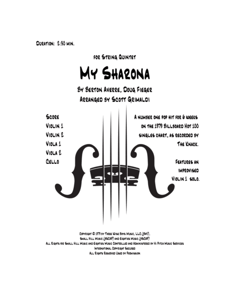 My Sharona For String Quintet Sheet Music