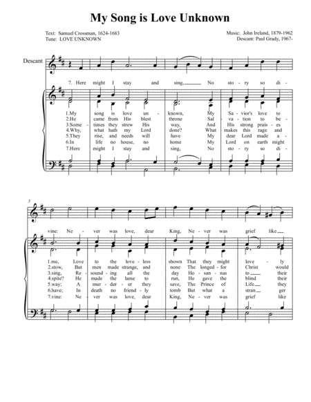 Free Sheet Music My Song Is Love Unknown Satb Descant Organ