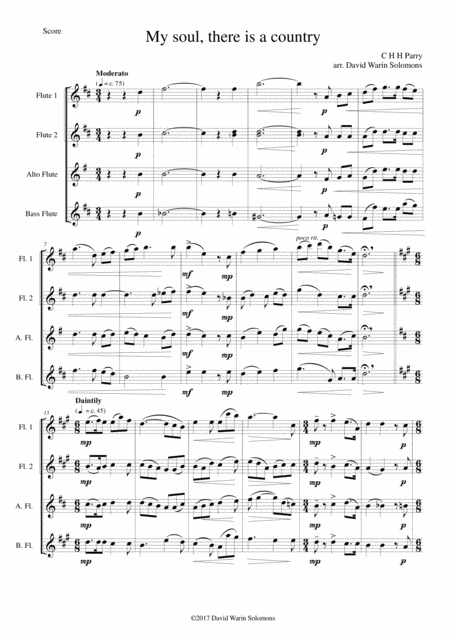 My Soul There Is A Country For Flute Quartet Or Flute Choir Sheet Music