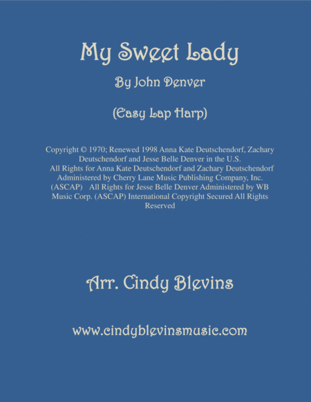 My Sweet Lady Easy Lap Harp Solo Sheet Music