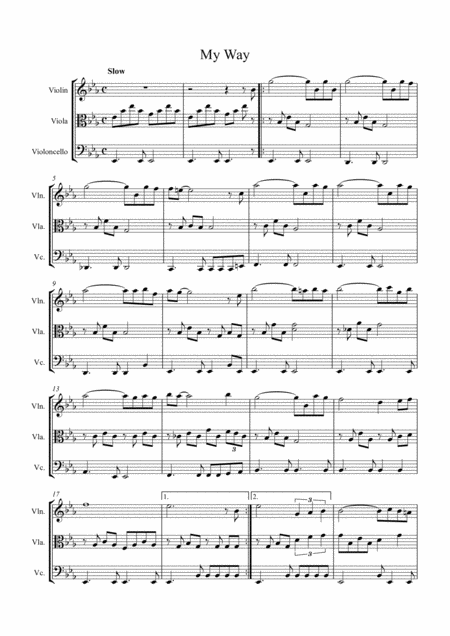 My Way Sung By Frank Sinatra Arranged For String Trio Violin Viola And Cello Sheet Music