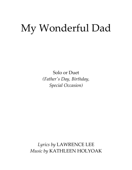 My Wonderful Dad Child Solo Music By Kathleen Holyoak Sheet Music