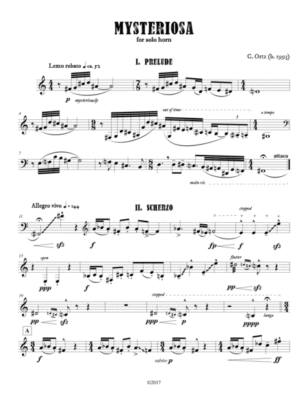 Free Sheet Music Mysteriosa For Solo Horn