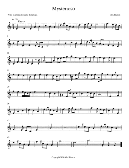 Mysterioso Unaccompanied Recorder Solo Sheet Music