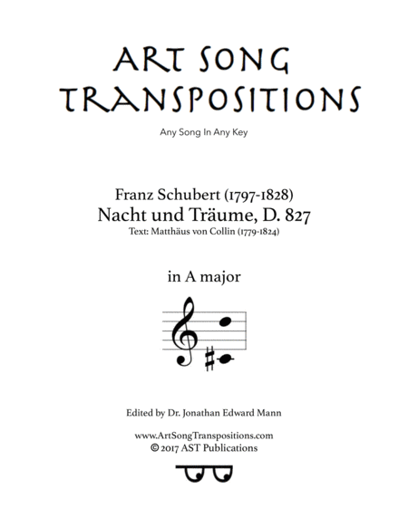 Free Sheet Music Nacht Und Trume D 827 A Major